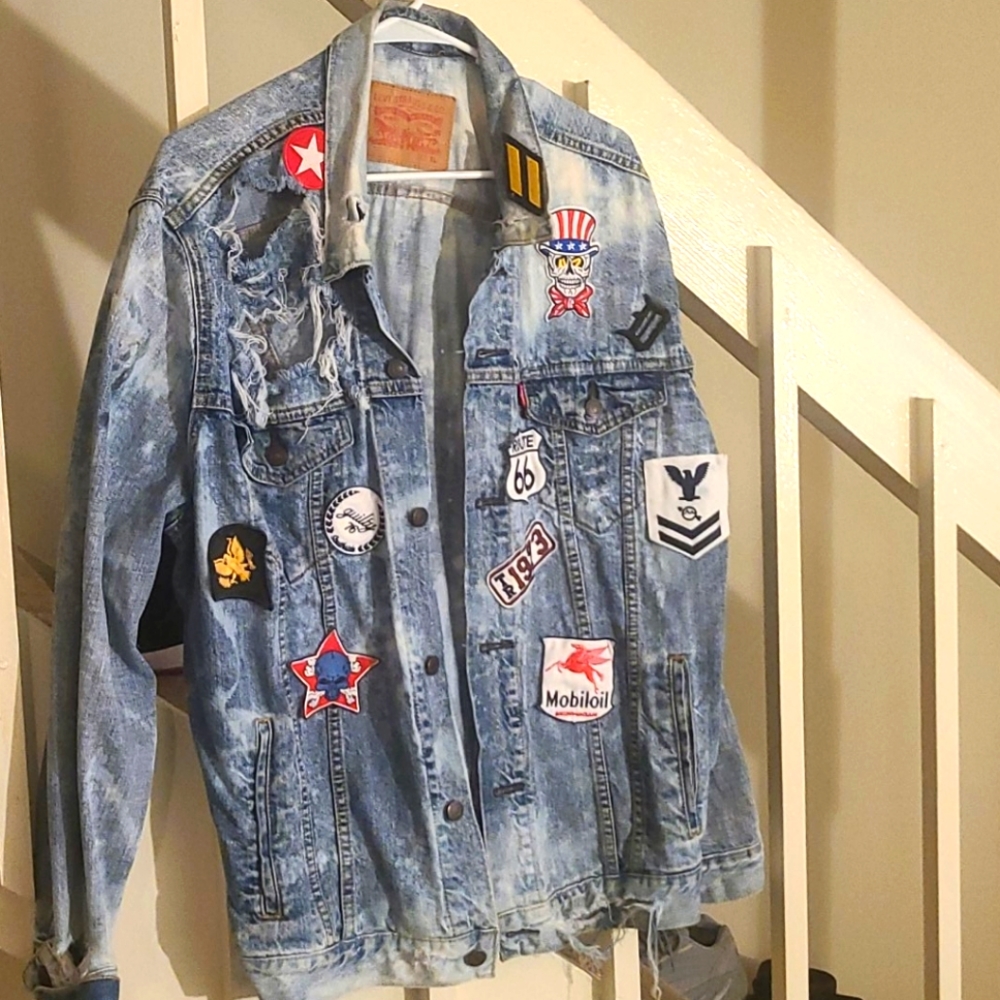 Custom Levi military patch denim jacket